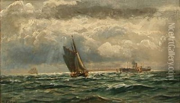Seascape With Sailing Ships Oil Painting - Holger Luebbers