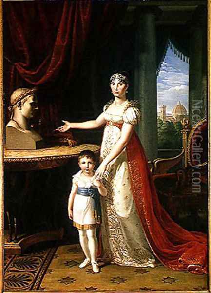 Elisa Bonaparte Oil Painting - Pietro Benvenuti