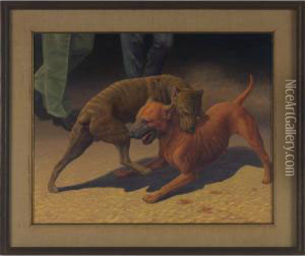 Pups In The Pit Oil Painting - Charles C. Mckim