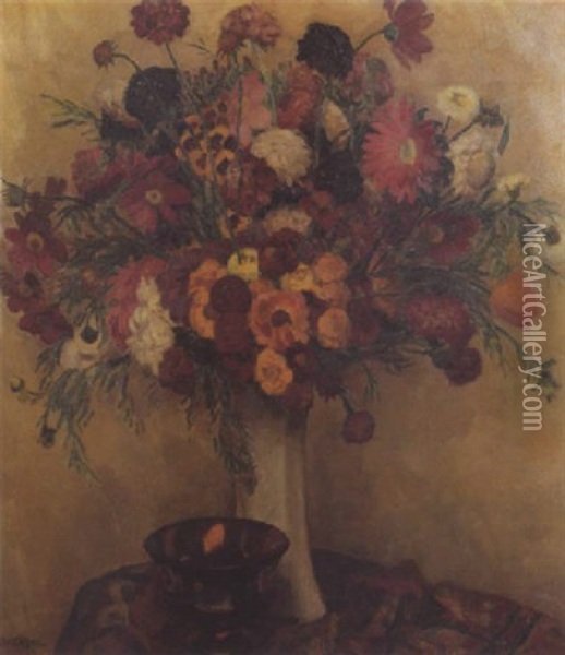 A Summer Bouquet Oil Painting - Leo Gestel