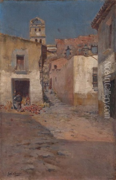 Vista De Un Pueblo Oil Painting - Jose Navarro Llorens