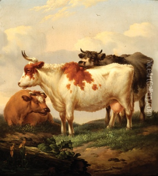 Three Cows Oil Painting - Dionys van Dongen