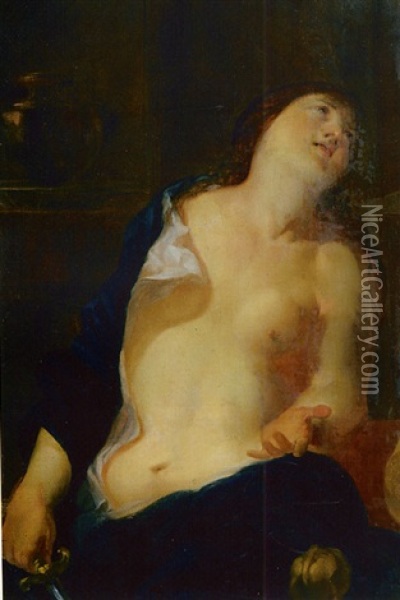 Lucrece Oil Painting - Lorenzo Pasinelli