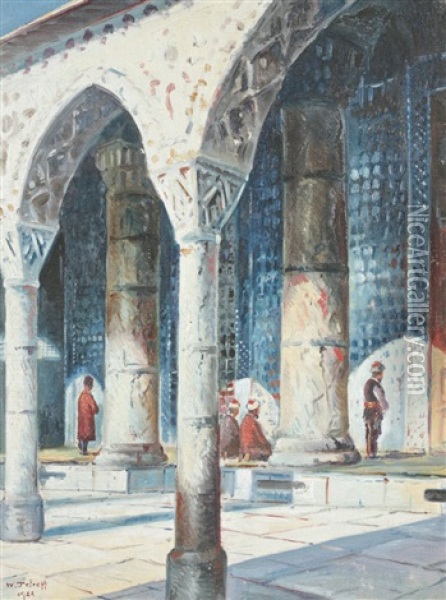 La Mosquee Bleue Oil Painting - Wladimir Petroff