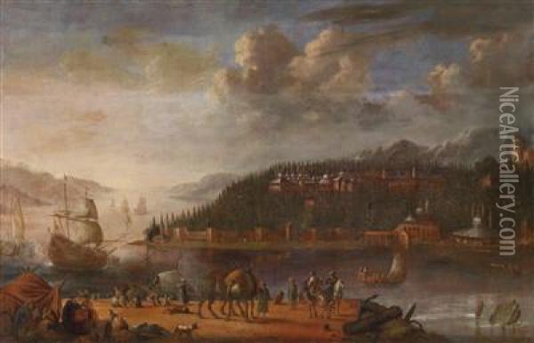 View Of The Seraglio Point At Constantinople Oil Painting - Hans De Jode
