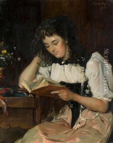Lieseuse (ida Regamey) Oil Painting - Auguste Baud-Bovy
