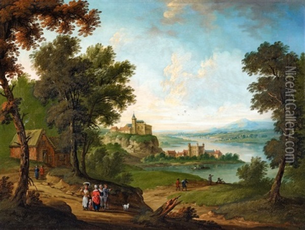 A River Landscape With A Fort Oil Painting - Jan Peter van Bredael the Elder