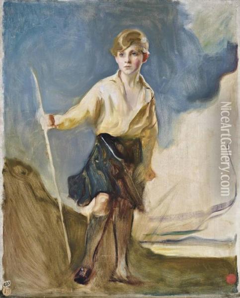 Study For Portrait Of The Hon. Andrew Elphinstone Oil Painting - Philip Alexius De Laszlo