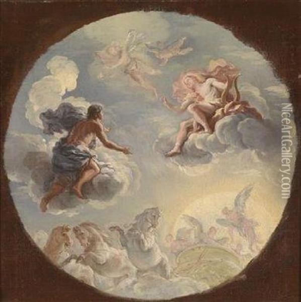 Apollo And Phaeton Oil Painting - Johann Michael Rottmayr