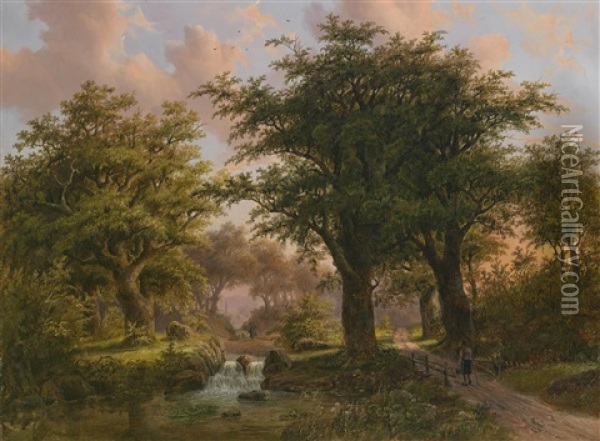 Romantische Waldlandschaft Oil Painting - Anthony Biester