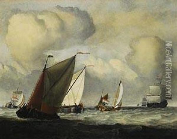 Marina Con Barcos De Vela Oil Painting - Jan Claes Rietschoof