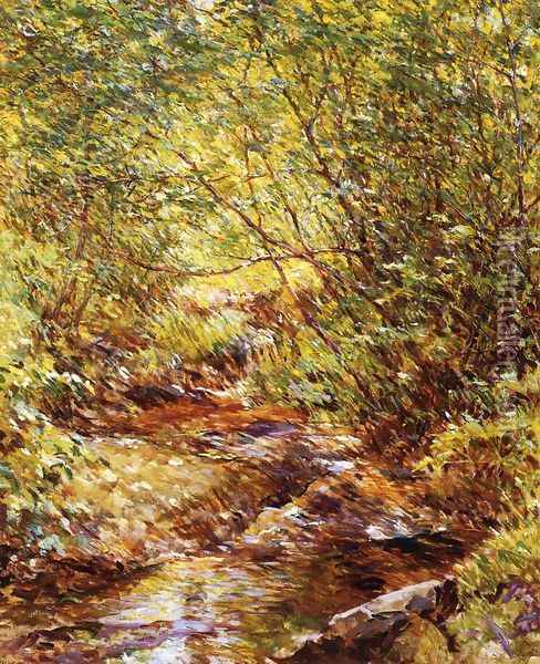 A Woodland Stream Oil Painting - Robert Reid