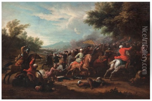 Battle Oil Painting - Jan van Huchtenburg