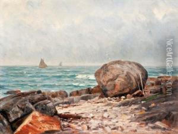 Rocks On The Shore Oil Painting - Woldemar Toppelius