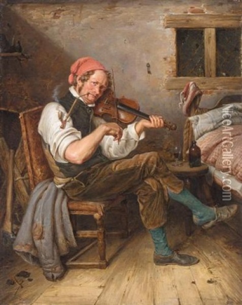Der Geigenspieler Oil Painting - Eduard Karl Gustav Lebrecht Pistorius