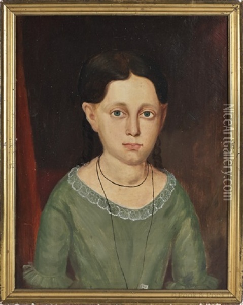Portraits Of Two Sisters (pair) Oil Painting - Samuel Swan Walker