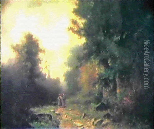 Promenade D'automne Oil Painting - Gustave Eugene Castan