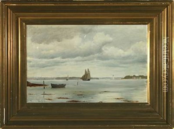 Marine With Sailing Ships At Lyngs Odde In The Little Belt, Denmark Oil Painting - Christian Blache