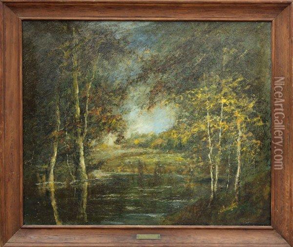 Summer Landscape - The Water Hole Oil Painting - Charles Hetherington
