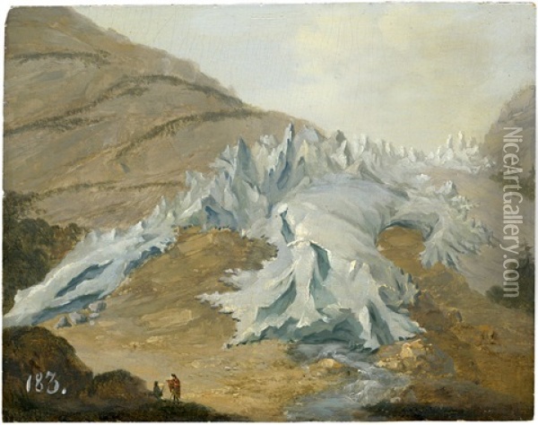 Wanderer Auf Dem Grindelwaldgletscher In Der Schweiz Oil Painting - Friedrich Rosenberg