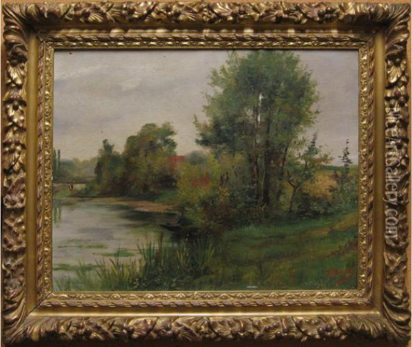 Pecheur En Riviere Oil Painting - Adolphe Bonny