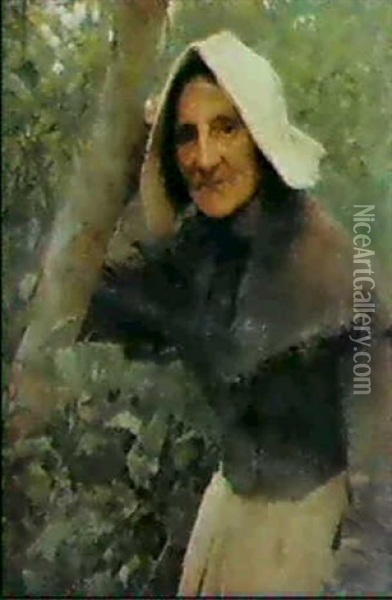 A Toiler Still, An Old Woman, North Lincolnshire Oil Painting - Sir George Clausen