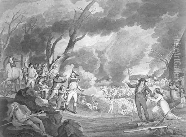 Battle of Lexington, April 19th 1775, engraved by Cornelius Tiebout c.1773-1832 Oil Painting - Tisdale, Elkanah