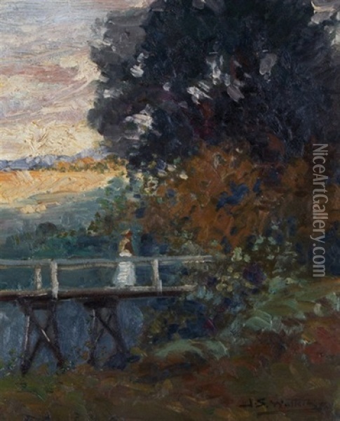Lady On A Bridge Oil Painting - John Samuel Watkins