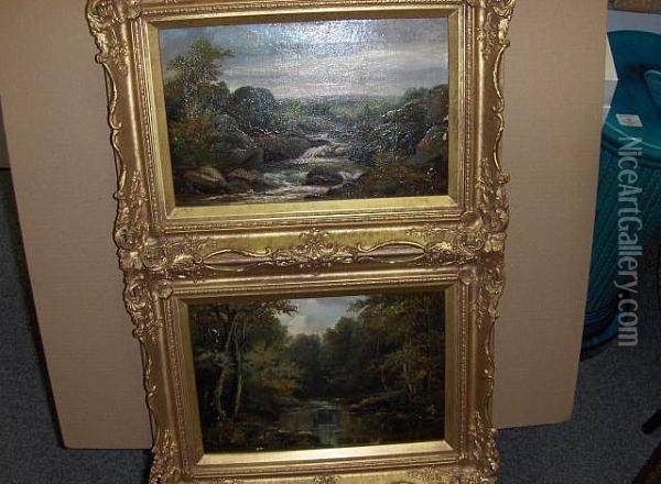 A River Landscape, Together With Another Similar, Possibly The Wharfe, A Pair Oil Painting - John Mellor