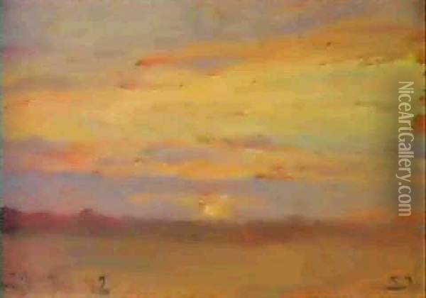 Solnedgang.skagen 1892 Oil Painting - Peder Severin Kroyer