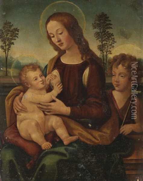 Madonna Mit Kind Und Dem Johannesknaben Oil Painting - Lorenzo Di Credi