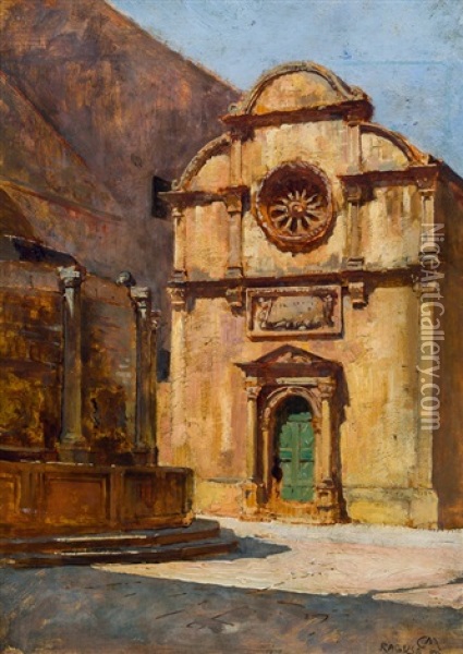 Ragusa, Erloserkirche Und Onofrio-brunnen Beim Pile-tor Oil Painting - Carl Moll