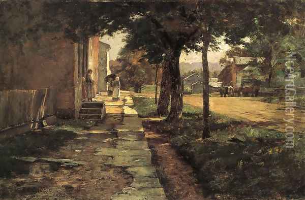 Street in Vernon Oil Painting - Theodore Clement Steele