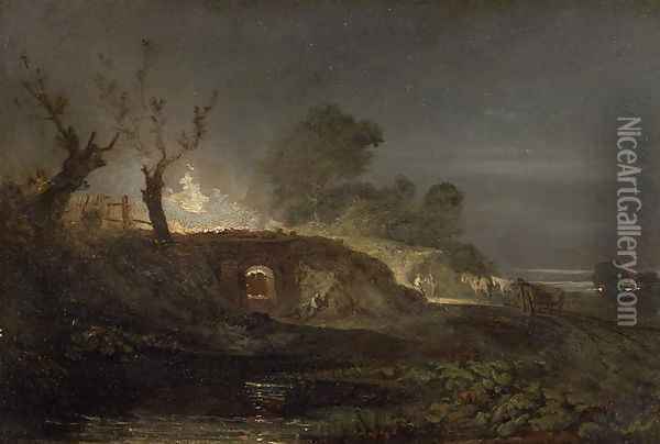 A Lime Kiln at Coalbrookdale, c.1797 Oil Painting - Joseph Mallord William Turner