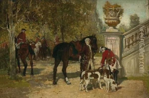 Vor Der Jagd. Oil Painting - Wilhelm Velten