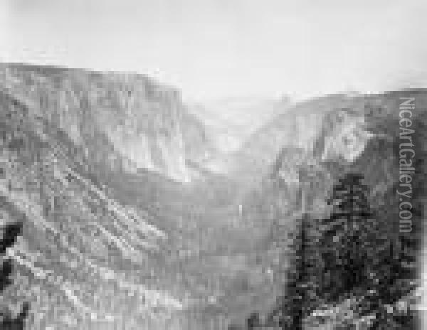 Yosemite Valley No. 5 Oil Painting - Carleton E. Watkins