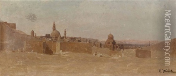 Islamische Wustenstadt Mit Moschee Oil Painting - Franz Xavier Kosler