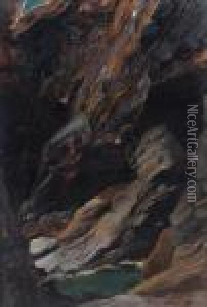 Rocks At Tintagel Oil Painting - Sir William Blake Richmond