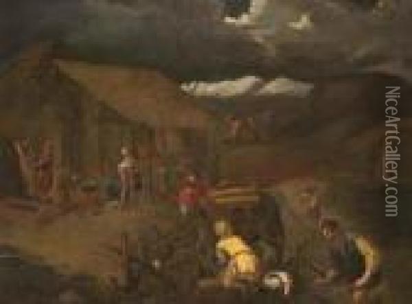 Scena Di Notturno Agreste Oil Painting - Jacopo Bassano (Jacopo da Ponte)