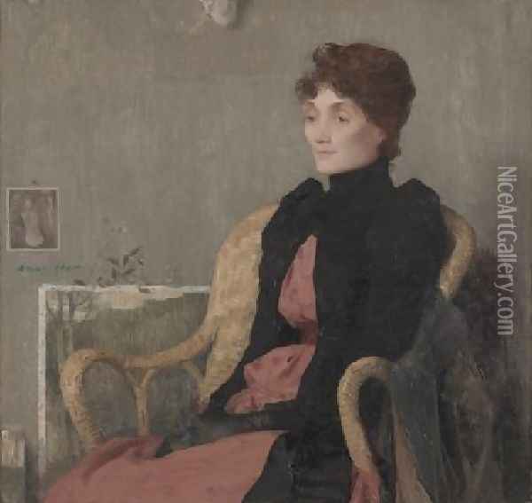 Portrait Of A Woman Oil Painting - Edmond-Francois Aman-Jean