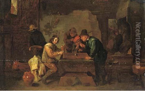The Backgammon Players Oil Painting - David The Younger Teniers