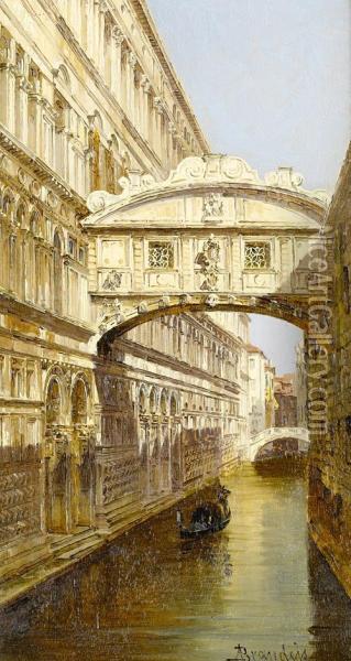 The Bridge Of Sighs; St. Mark's Square Oil Painting - Antonietta Brandeis