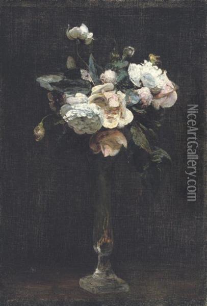 Petites Roses Oil Painting - Ignace Henri Jean Fantin-Latour