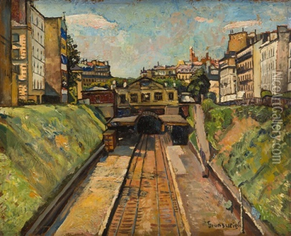 Saint Mande Railway Station Oil Painting - Nathan Grunsweigh