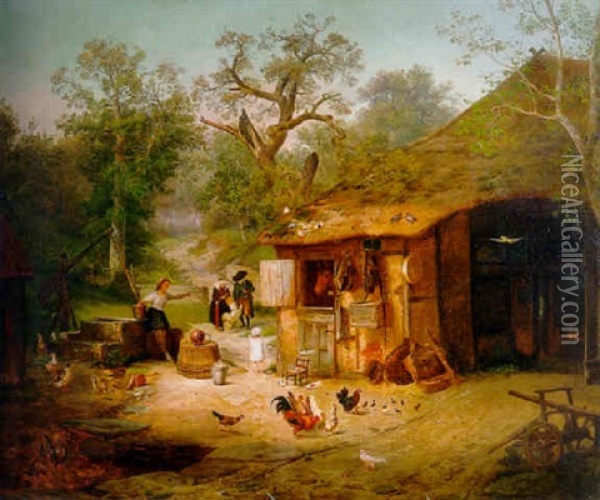 The Arrival Of Grandfather And Grandmother Oil Painting - Anton Heinrich Dieffenbach