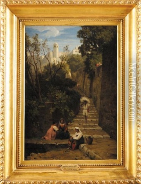 Escalier De Capri Oil Painting - Alfred de Curzon