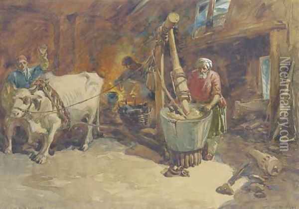 Peshwari Mill Oil Painting - William Simpson