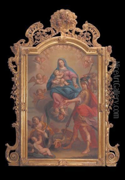 Vergine In Gloria Con San Giorgio E Il Drago Oil Painting - Clemente Ruta