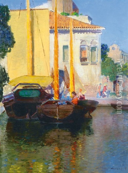 Venetian Sailers Oil Painting - Cesar Herrer