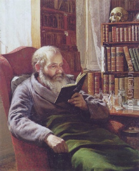 Portraet Af Kunstnerens Plejefar, Professor, Zoolog Henrik Nicolai Kroyer. Oil Painting - Peder Severin Kroyer